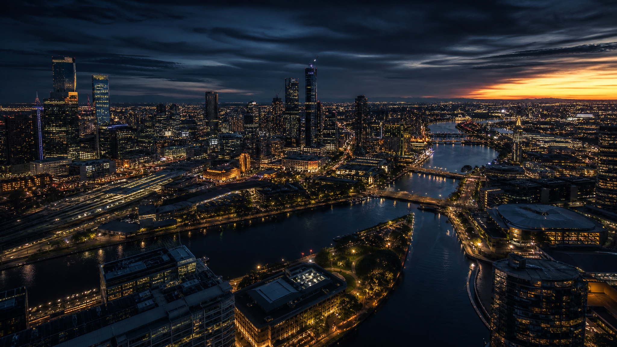 Melbourne skyline at twilight